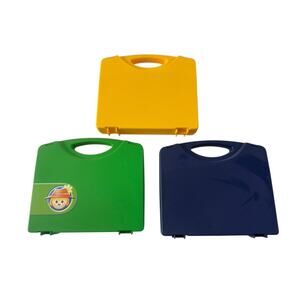 PLAYMOBIL Carrying Case ONLY LOT of 3 Snap Plastic Storage Blue Green Yellow #ST